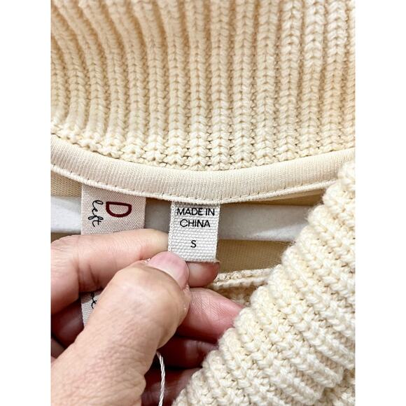 Dolan by Anthropologie Balloon Sleeve Cowl Neck Knit Sweater Cream Women's Small - Picture 4 of 6